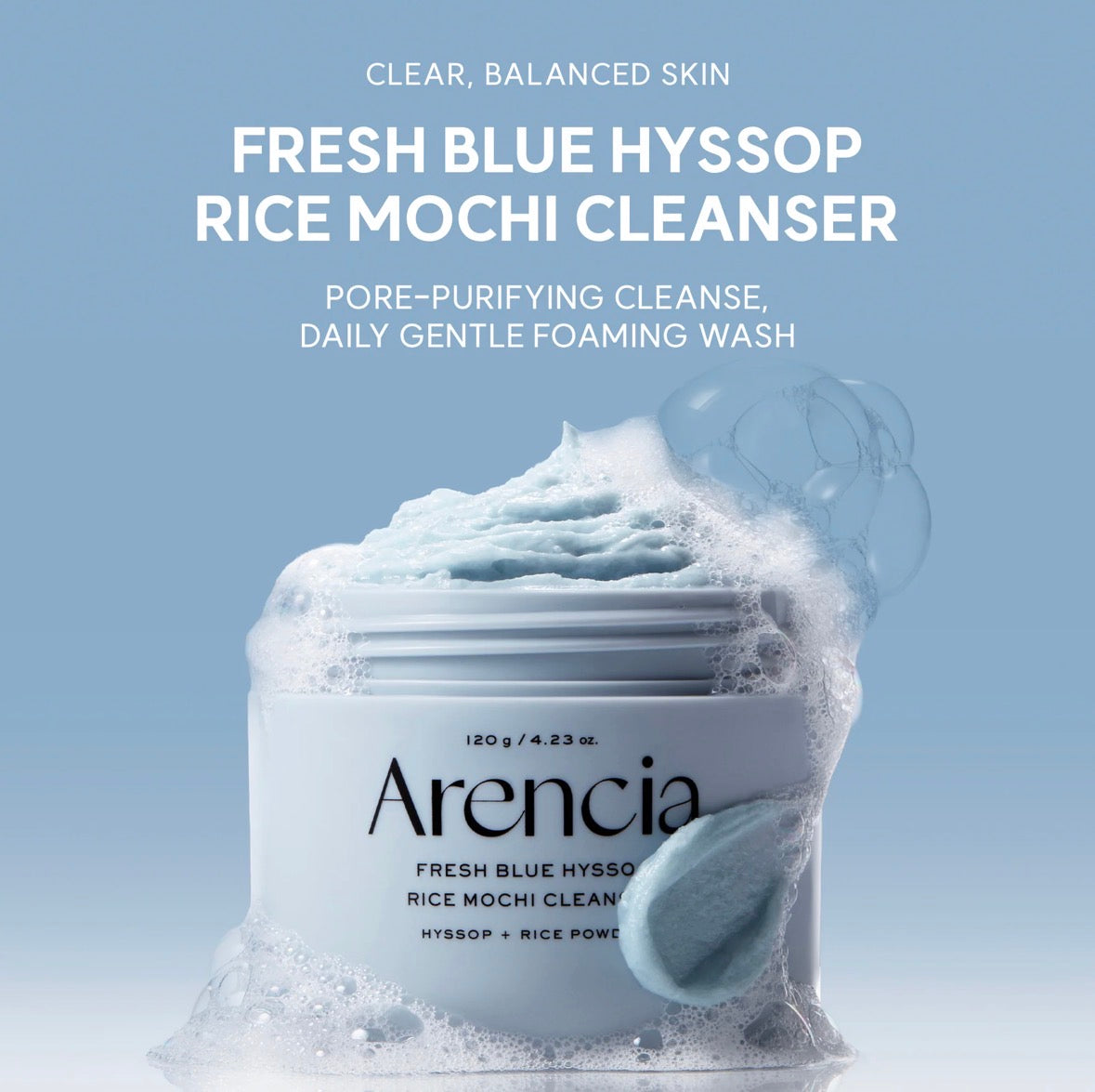 Arencia Fresh Blue Hyssop Rice Mochi Cleanser