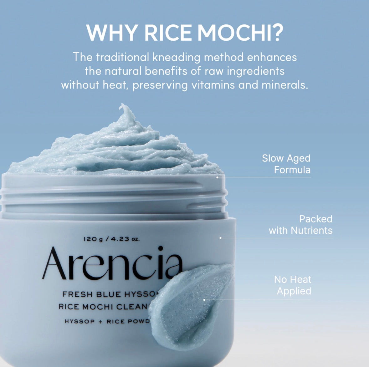 Arencia Fresh Blue Hyssop Rice Mochi Cleanser