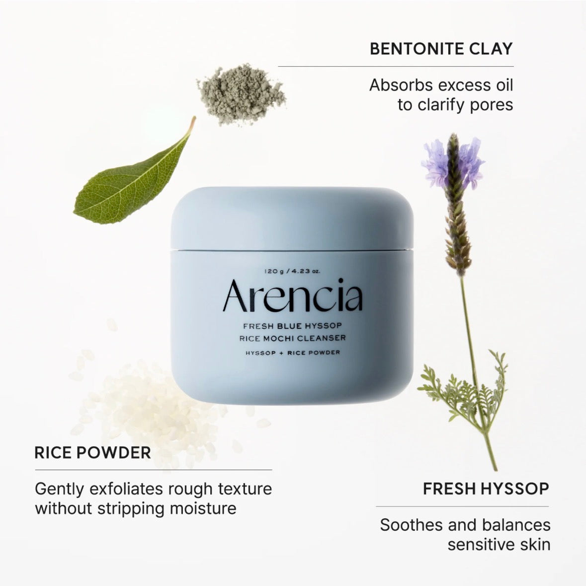 Arencia Fresh Blue Hyssop Rice Mochi Cleanser