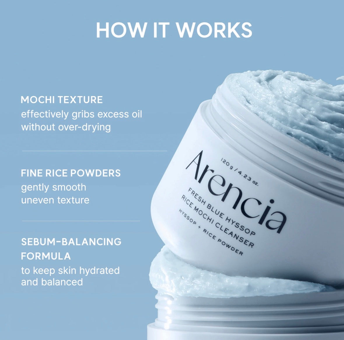 Arencia Fresh Blue Hyssop Rice Mochi Cleanser
