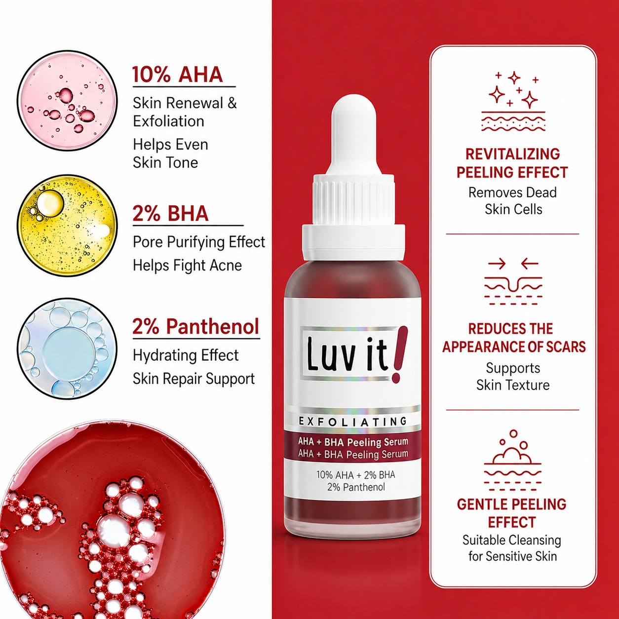 Luv it! Exfoliating AHA + BHA Peeling Serum
