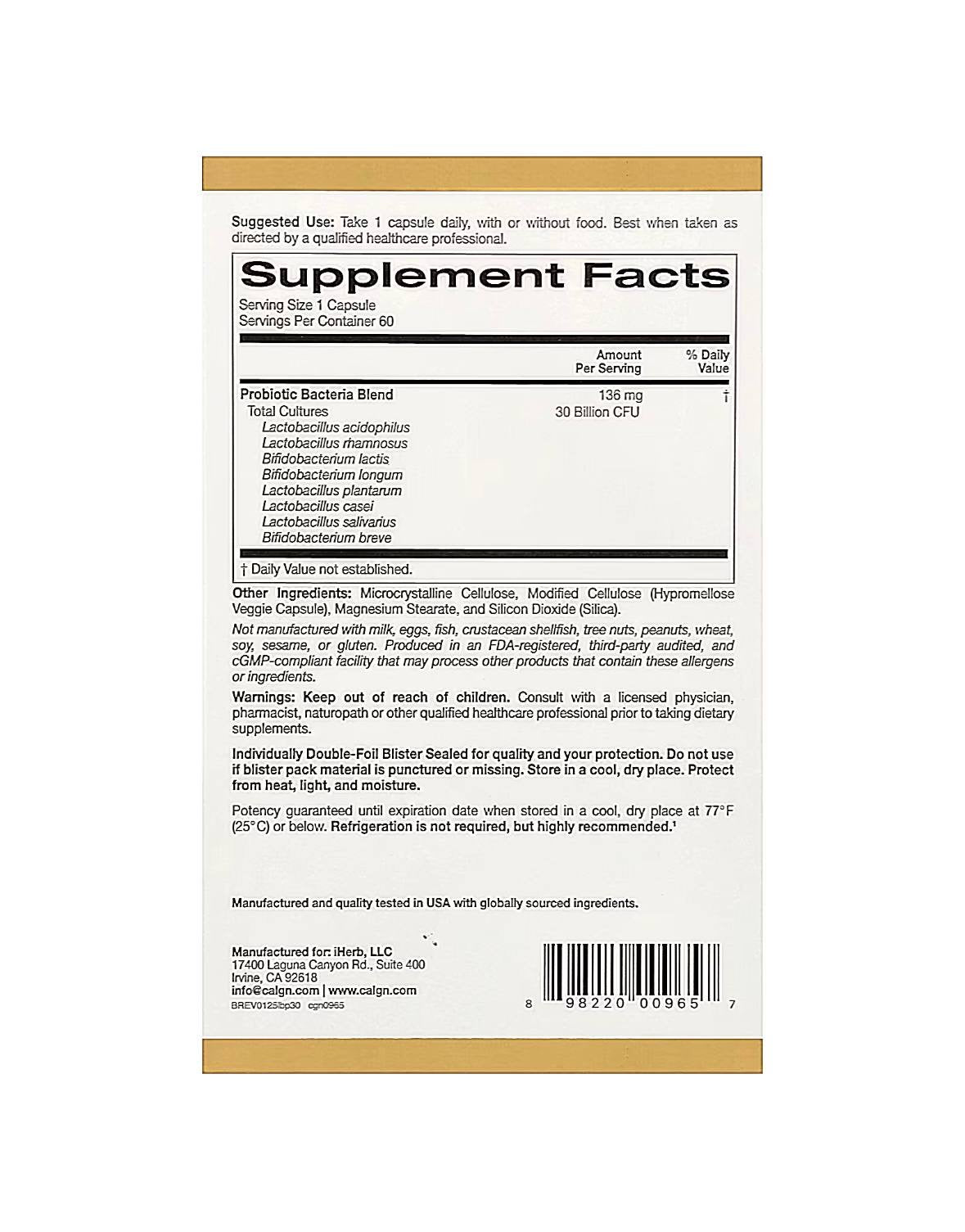 California Gold Nutrition LactoBif 30 Probiotics